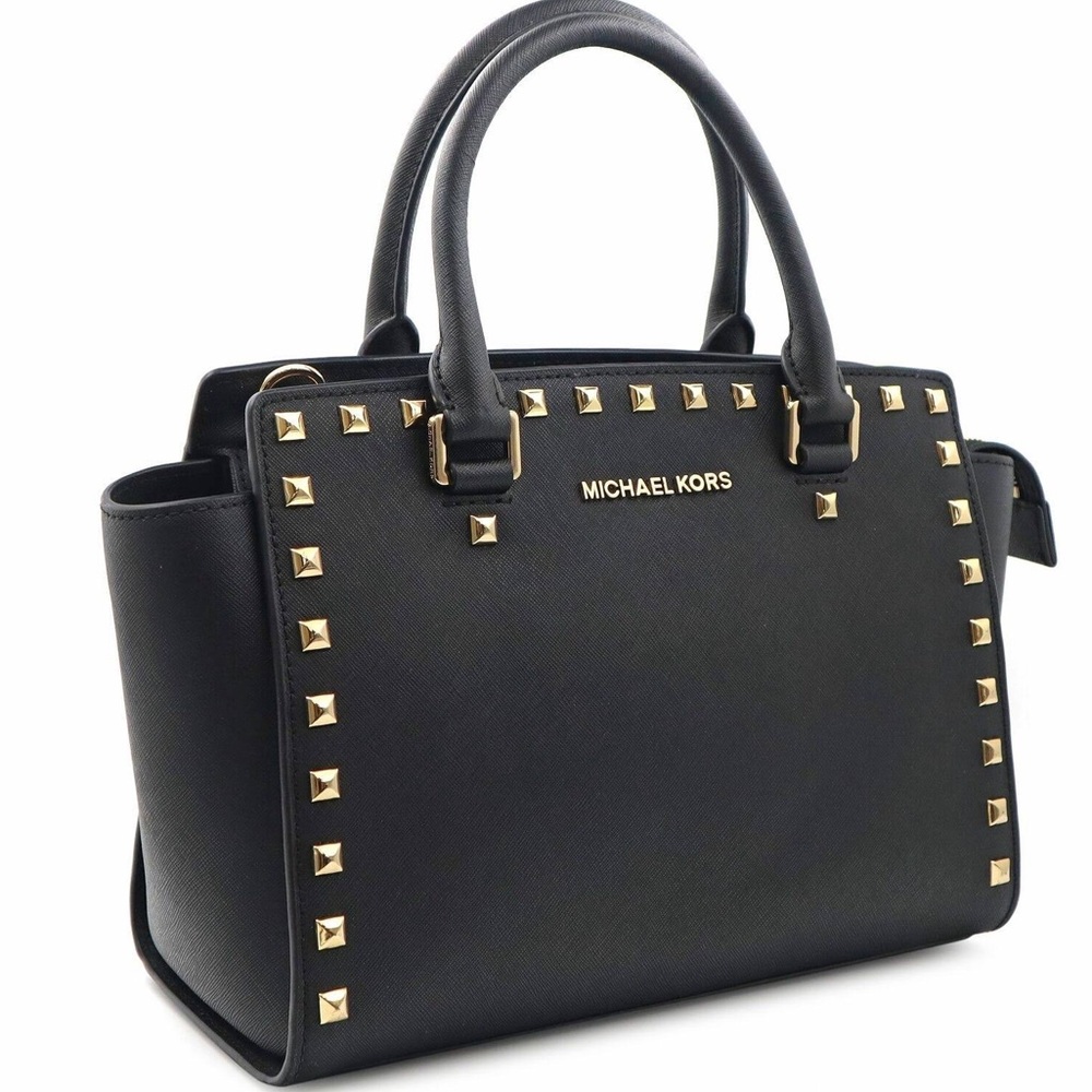 Michael Kors Selma Studded Saffiano Leather Satchel
